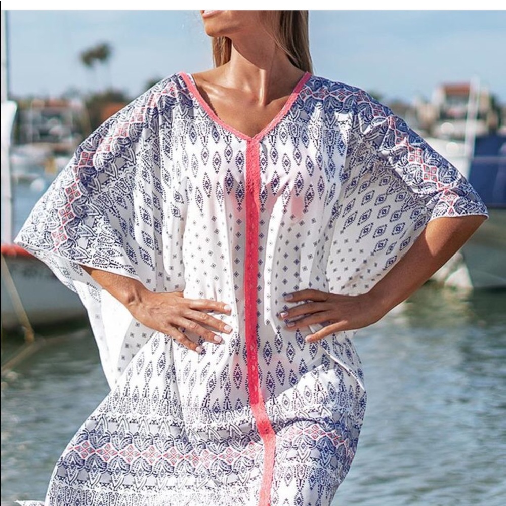 Brand new Purple & Pink Print Knee-Length Cover Up